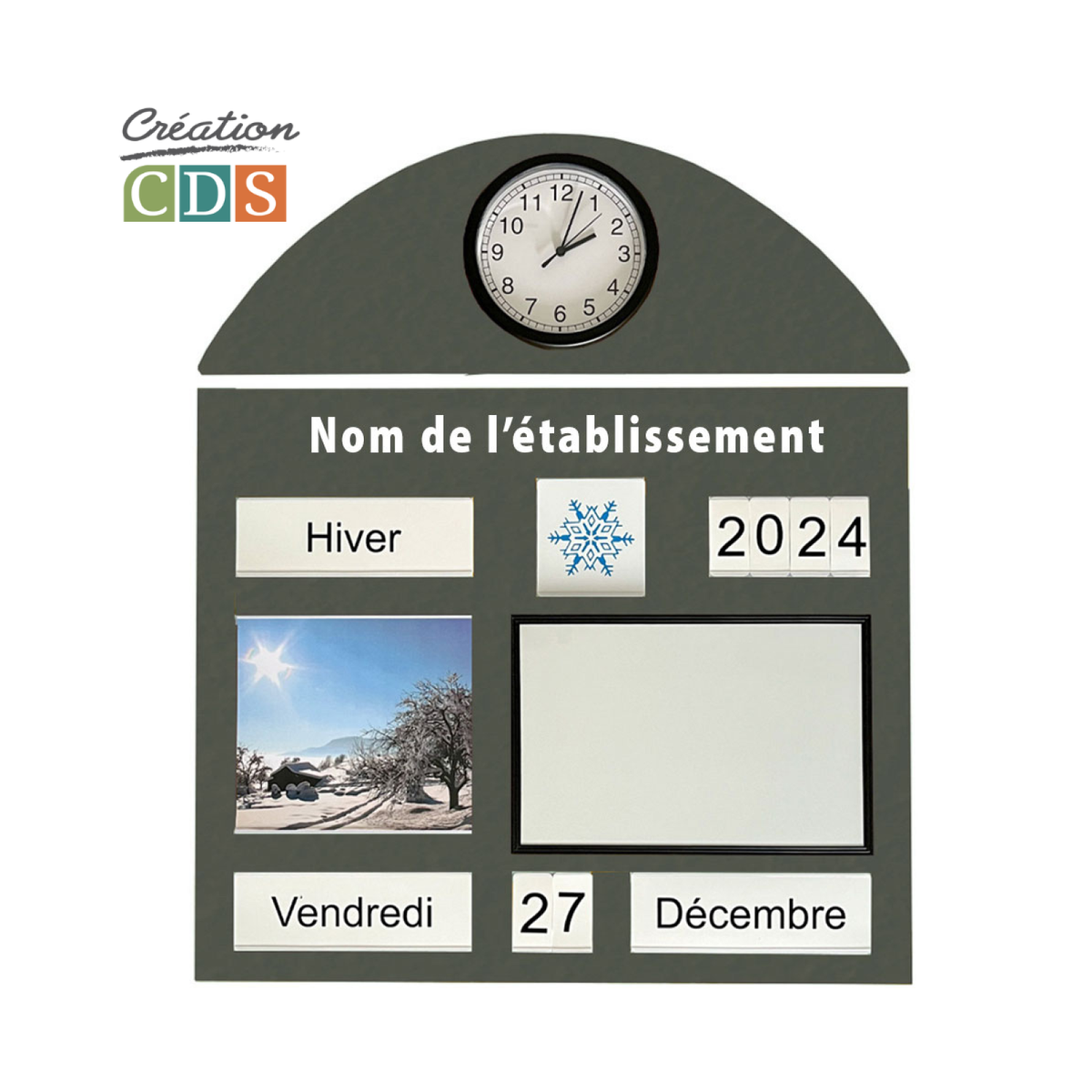 Tableau d'orientation horloge et tableau blanc, vue 6