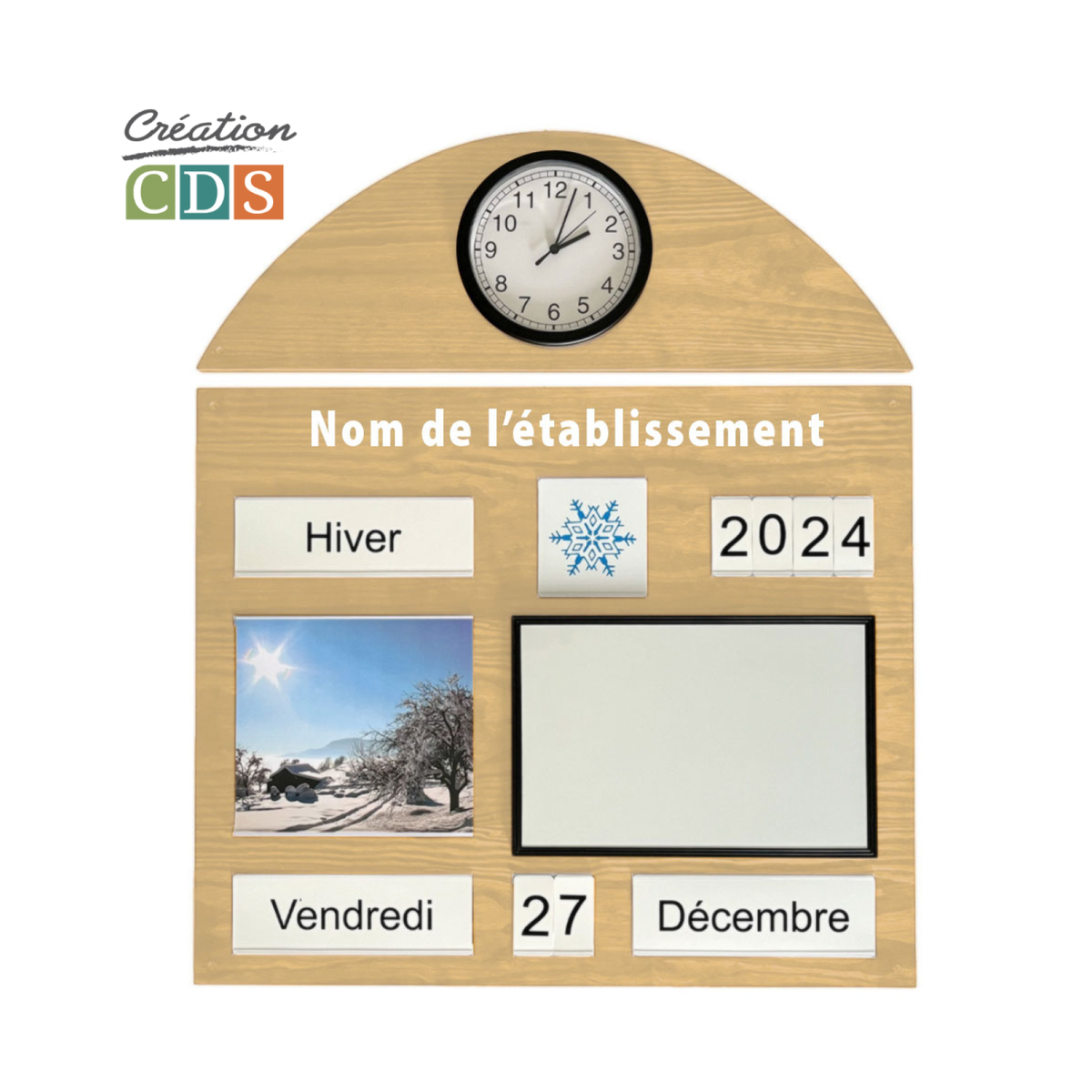 Tableau d'orientation horloge et tableau blanc, vue 8