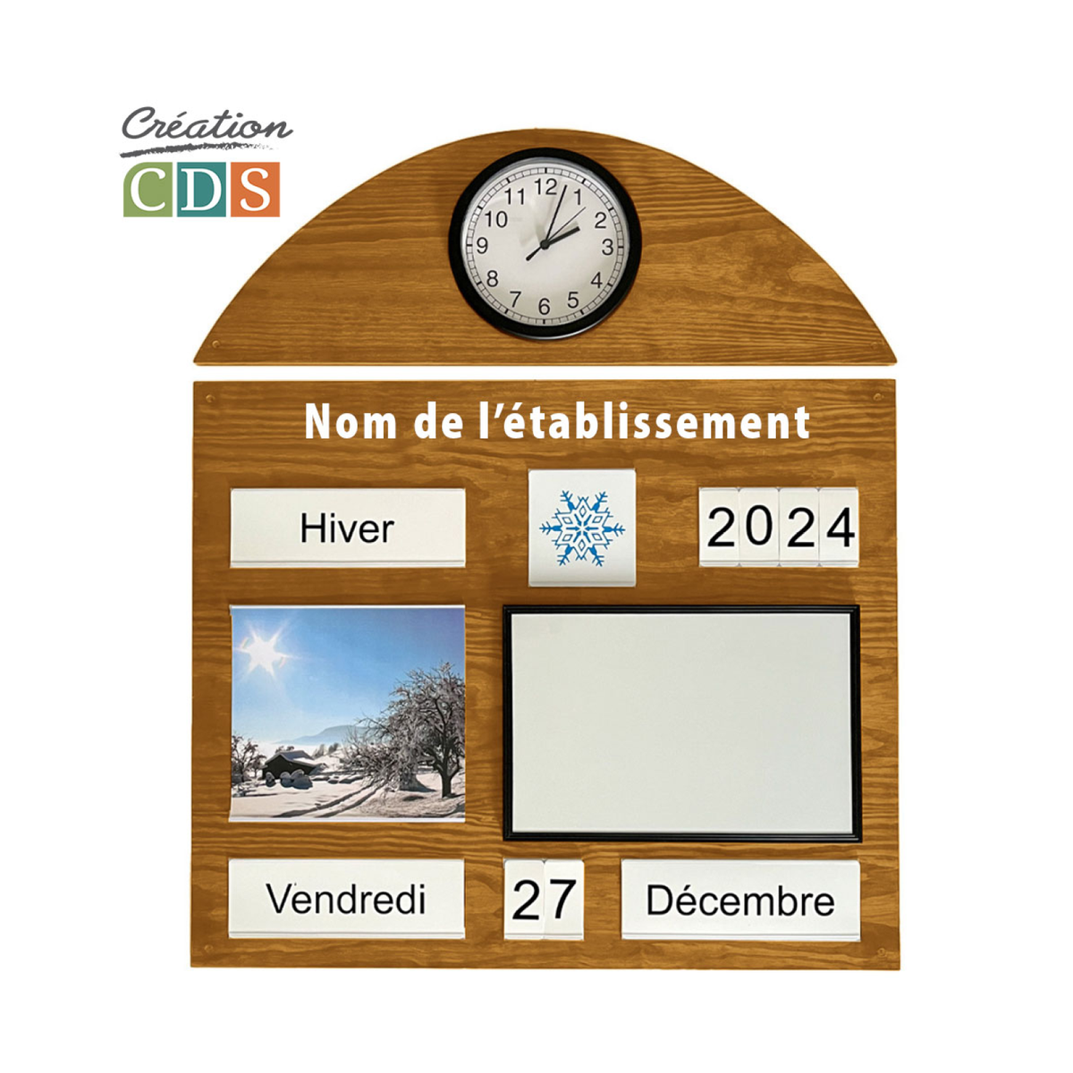 Tableau d'orientation horloge et tableau blanc, vue 9