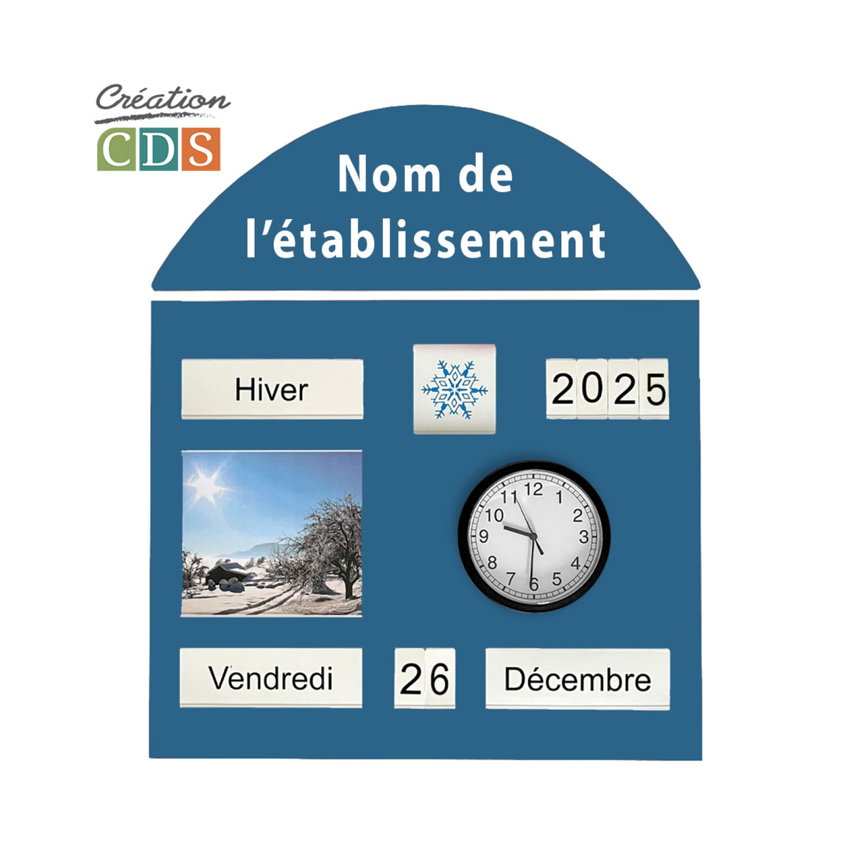 Tableau d'orientation avec horloge, vue 2