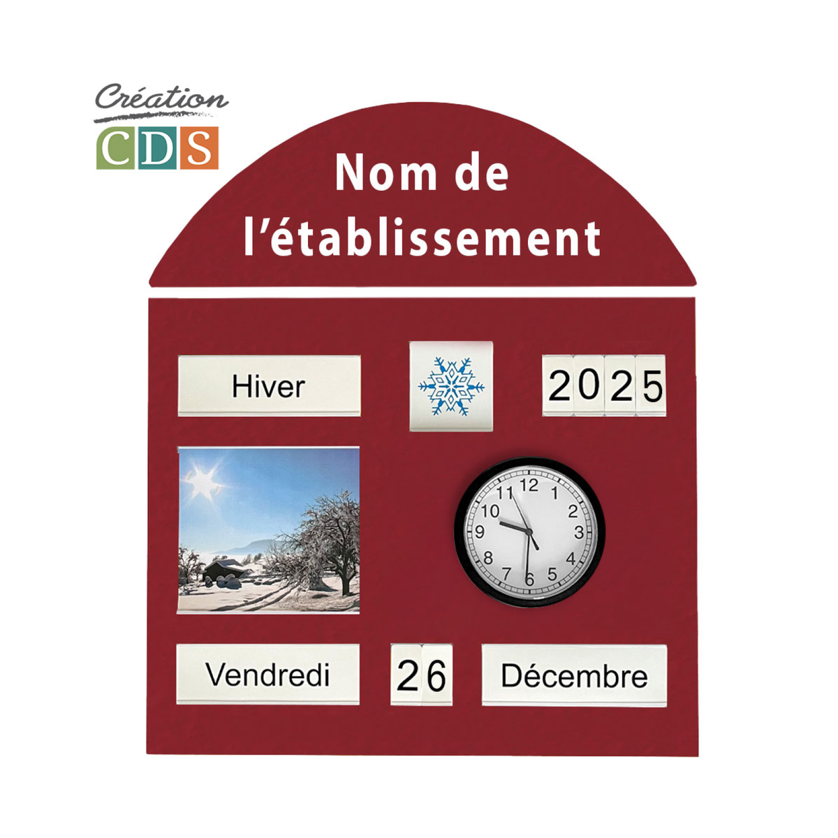 Tableau d'orientation avec horloge, vue 3
