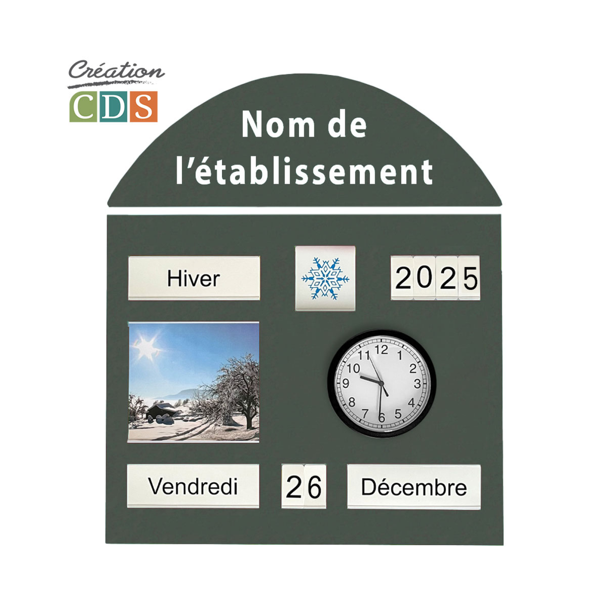 Tableau d'orientation avec horloge, vue 6