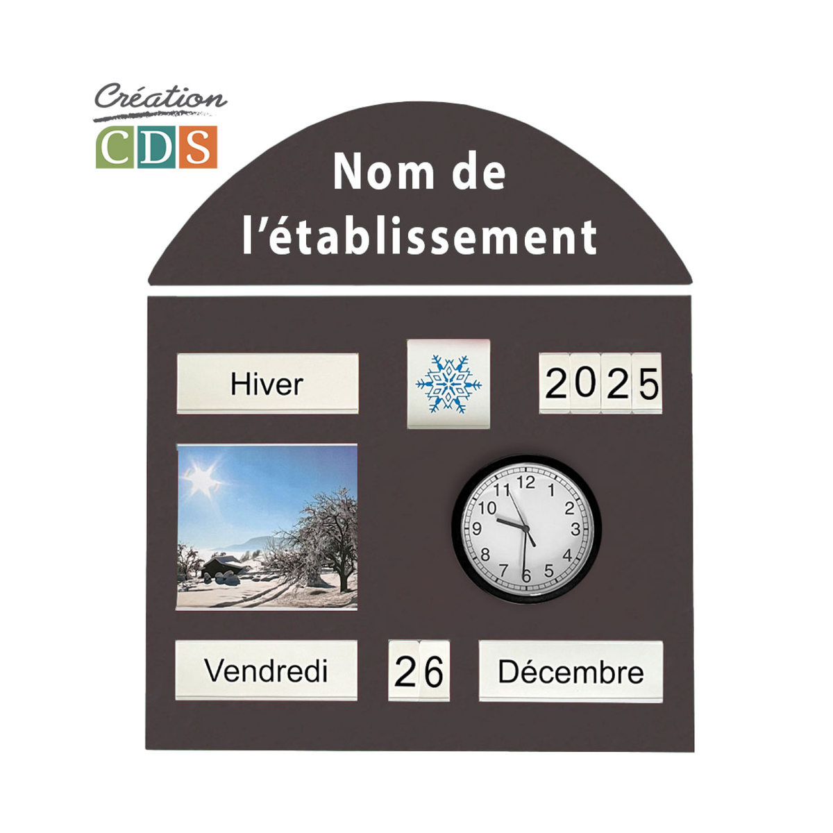 Tableau d'orientation avec horloge, vue 7