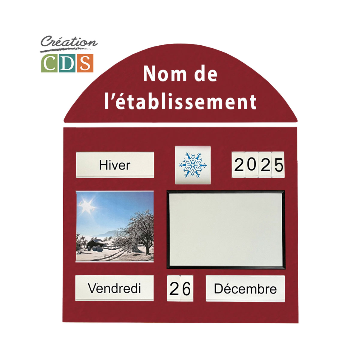 Tableau d'orientation avec tableau blanc, vue 2