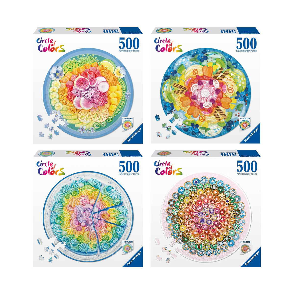 Ensemble de 4 casse-têtes ronds Circle of Colors 500 morceaux, Ravensburger