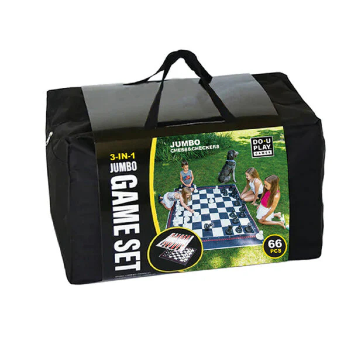 Jeu géant 3-en-1 échecs, dames et backgammon