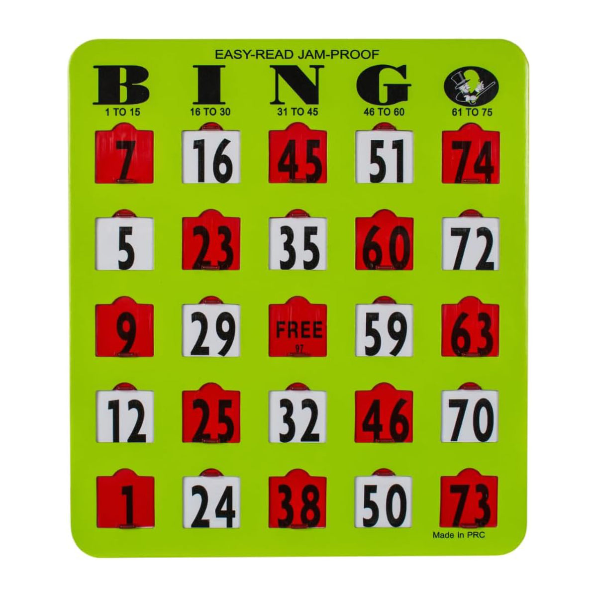 Cartes de bingo vertes à fenêtre (25), Mr Chips