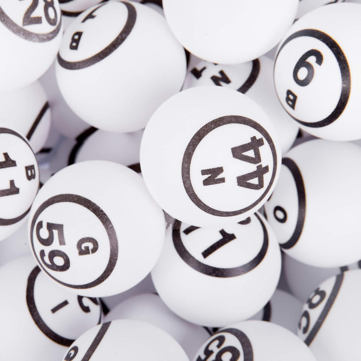 Boules de bingo blanches numérotées