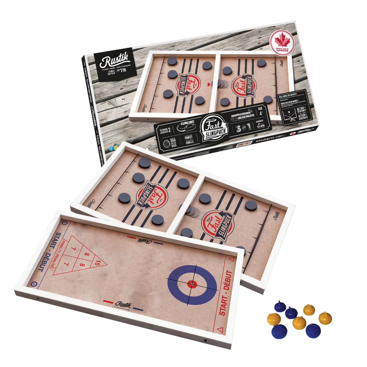 Jeu 3-en-1 Sling Puck, curling et shuffleboard, vue 2