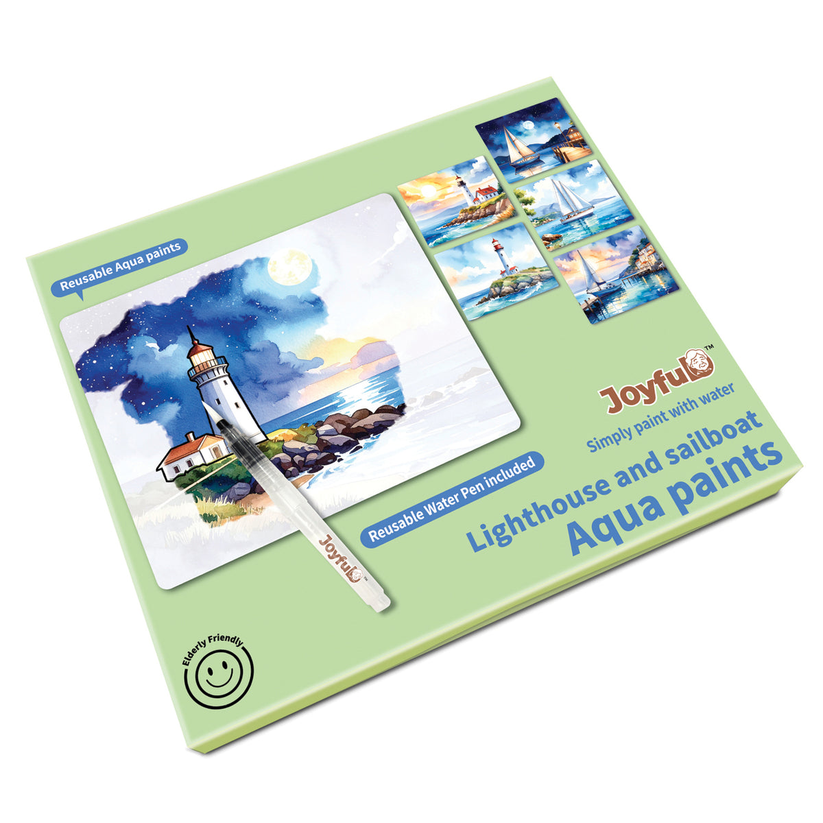 Peinture à l'eau Bateaux et phares, Joyful