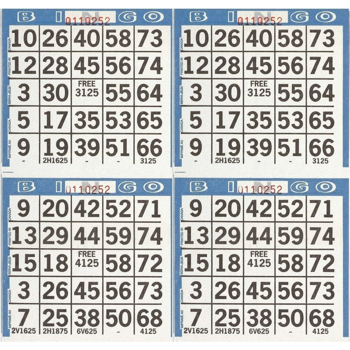 Cartes de bingo en papier, vue 2