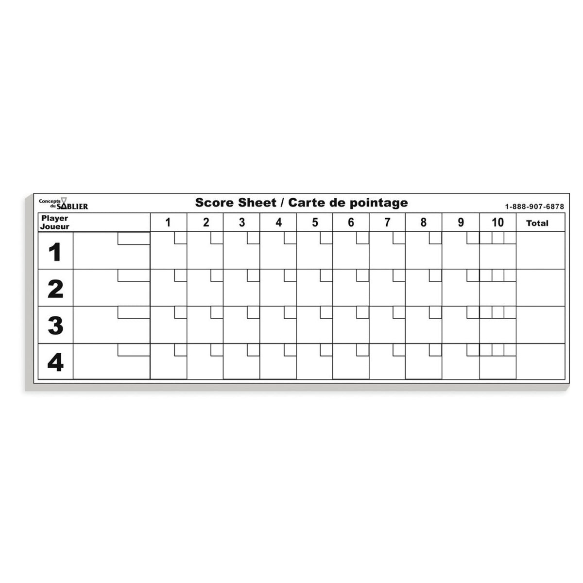Carnet de pointage pour jeu de quilles